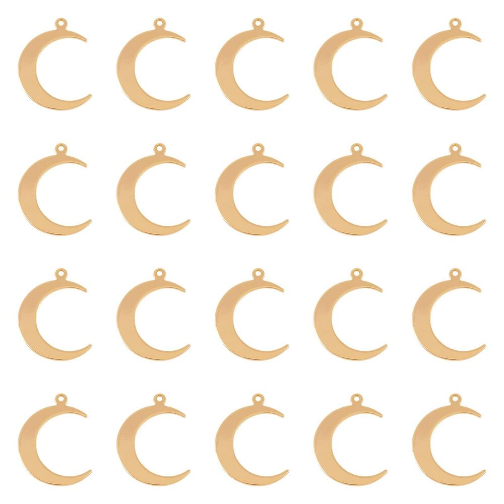 3492 Elecrelive 50Pcs Moon Charms 18K Gold Plated Crescent Charms Hollow